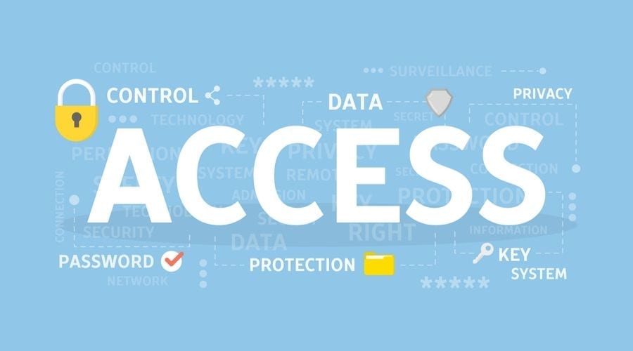 ACCESS graphic on blue